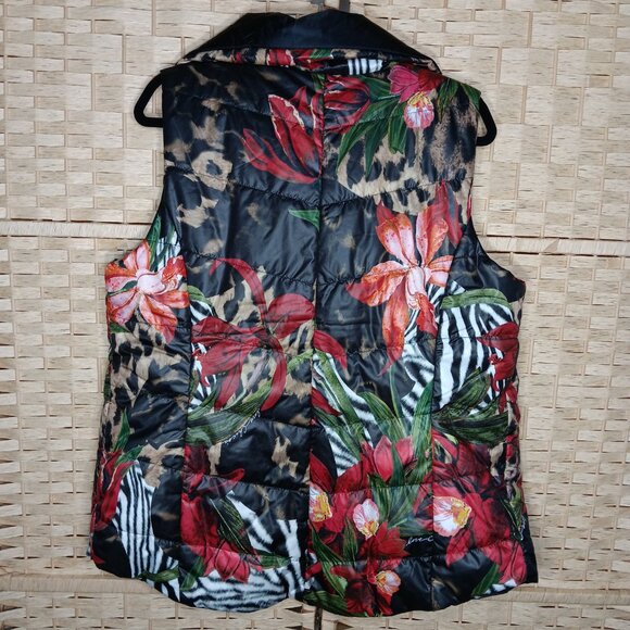 Chico's Tropical Puffer Vest Floral Animal Print Large 12 - Picture 6 of 7